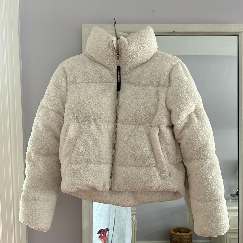 Juicy Couture White Sherpa Puffer Coat